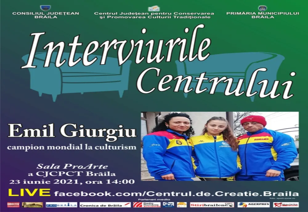 Culturistul Emil Giurgiu invitat la Interviurile Centrului de Creație Brăila