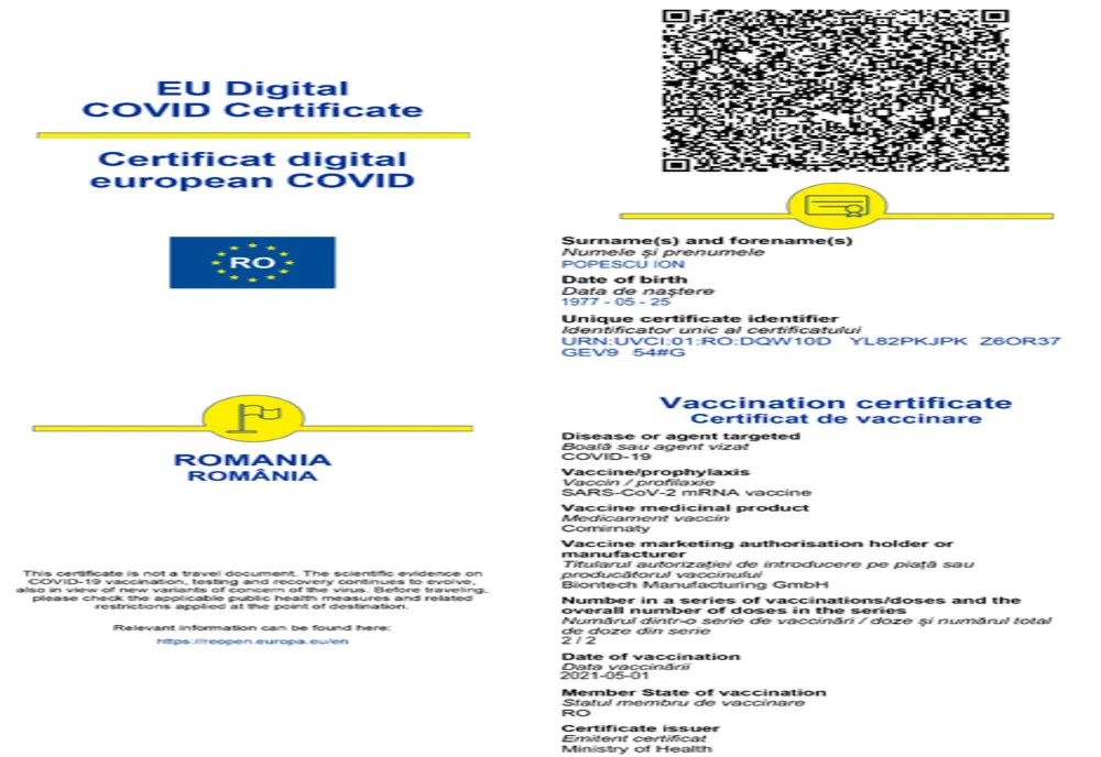 Peste 170.000 de certificate digitale UE privind COVID