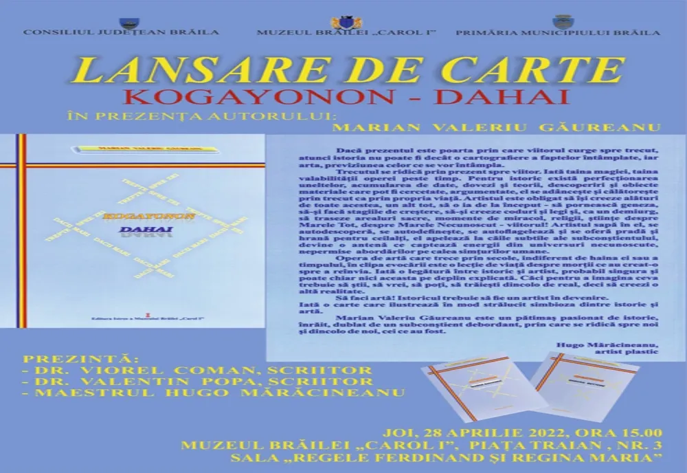 Lansare celui de-al treilea volum din seria Kogayonon, la Muzeul Brăilei ”Carol I”