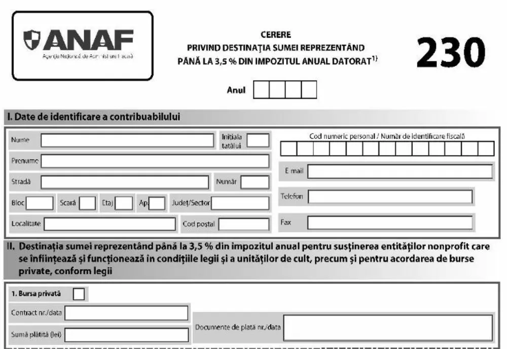 Precizări referitoare la depunerea formularului 230