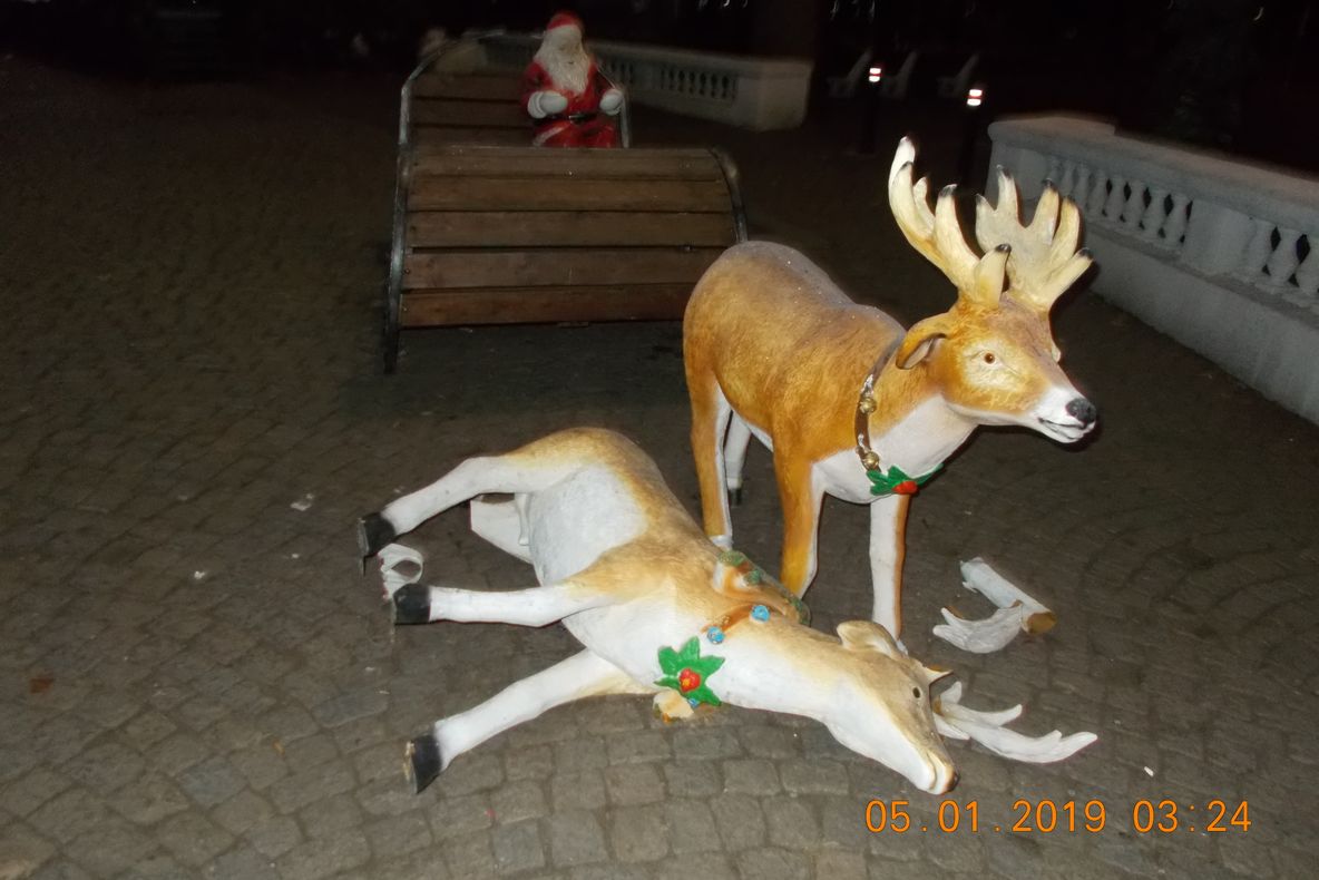 Doi adolescenți au distrus ornamentele din Parcul Monument