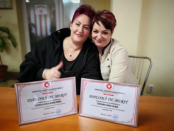 Sindicatul Județean SANITAS Brăila a premiat două membre care au salvat viața unui bătrân