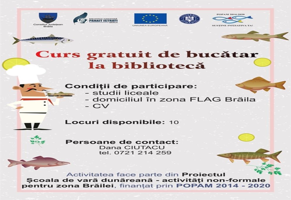 Curs gratuit de bucătari organizat de Biblioteca Județeană Panait Istrati