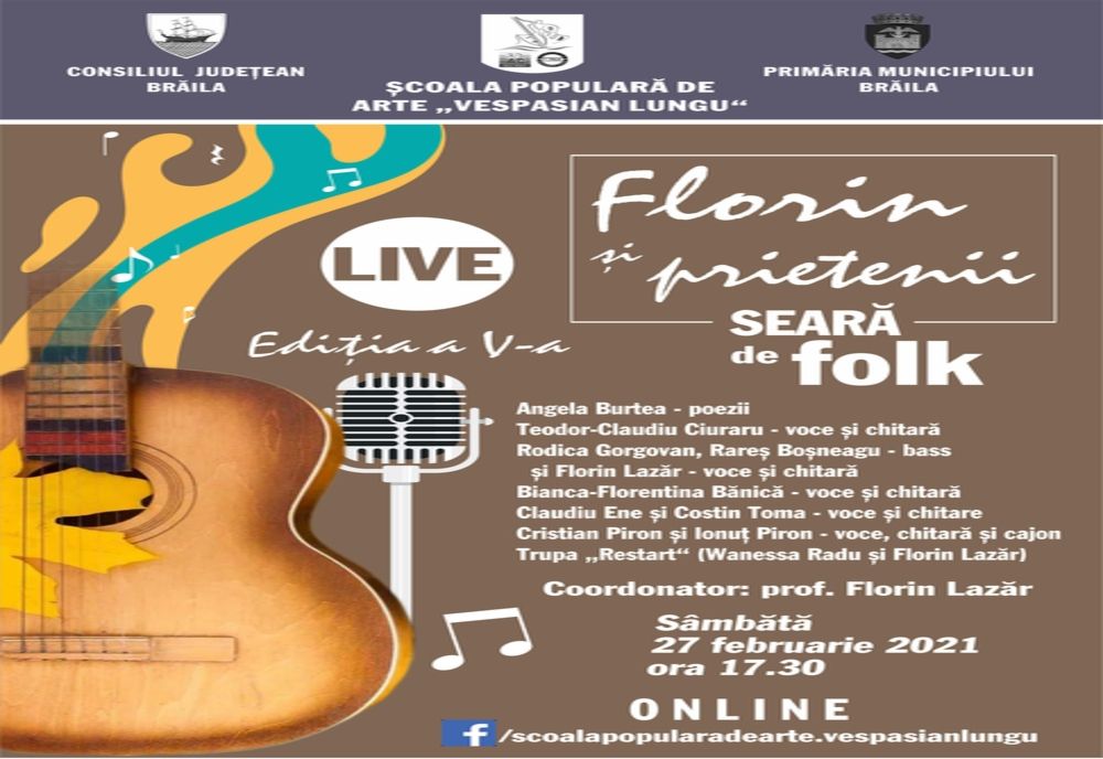 Seară de folk la Şcoala Populară de Arte "Vespasian Lungu" Brăila