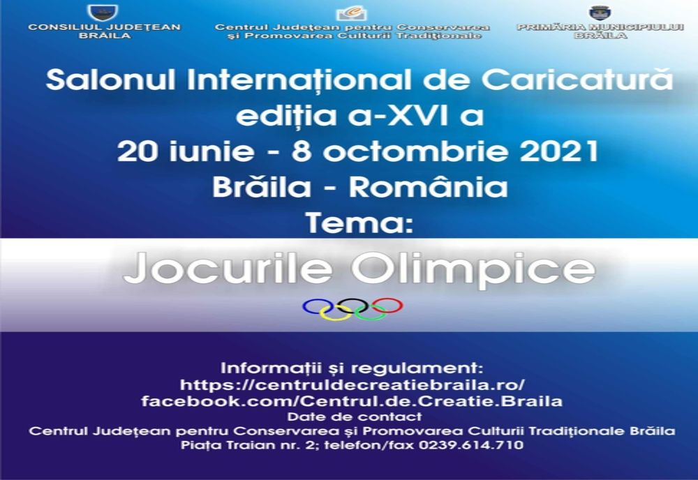 Brăila organizează în perioada  20 iunie-08 octombrie 2021 Salonul Internațional de caricatură