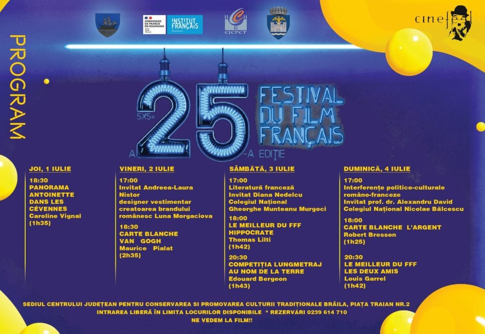 Brăila găzduiește a 25 ediţie a Festivalului de Film Francez