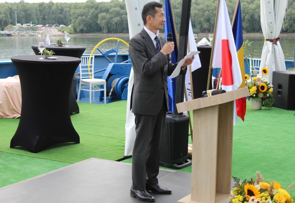 Aniversarea a 100 de ani de relații diplomatice româno-nipone marchează ridicarea platformei de lucru catwalk a podului suspendat de la Brăila