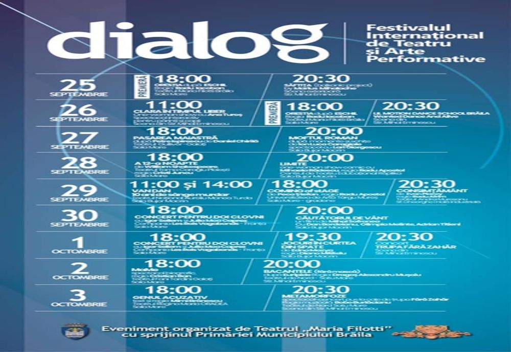  Festivalul Internațional de Teatru și Arte Performative – DIALOG va avea loc în perioada 25 septembrie - 3 octombrie