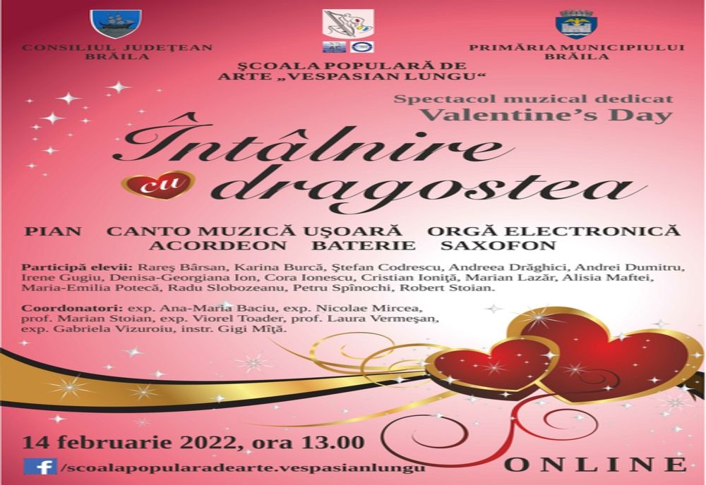 Valentine’s Day sărbătorită la Şcoala Populară de Arte "Vespasian Lungu" Brăila