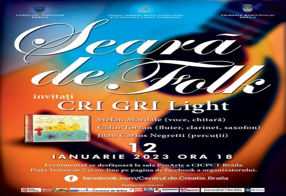 Joi, 12 ianuarie, Centrul Județean pentru Conservarea și Promovarea Culturii Tradiționale Brăila organizează prima ”Seară de folk” din anul 2023