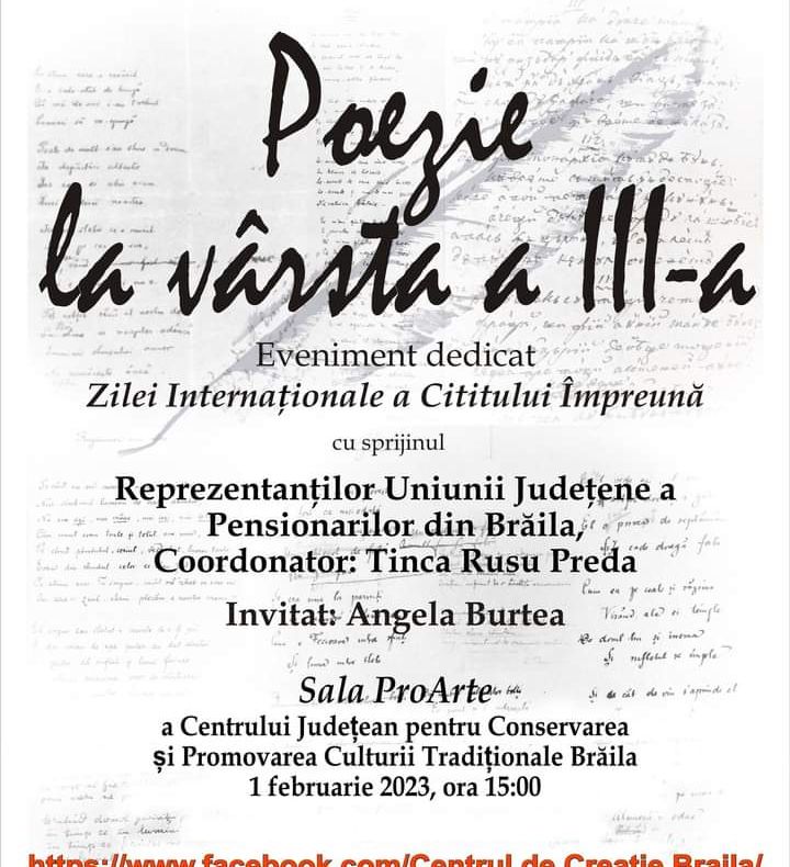 Ziua internațională a cititului împreună la Centrul Județean pentru Conservarea și Promovarea Culturii Tradiționale Brăila