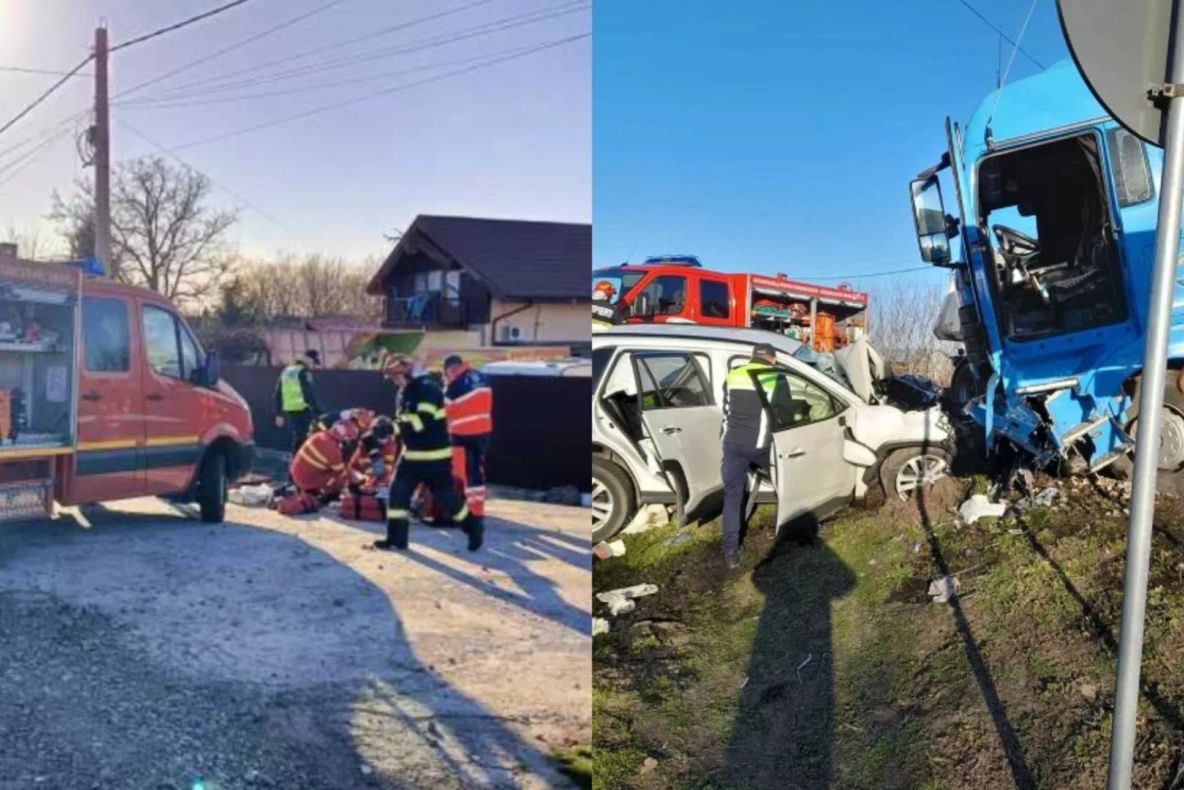 Accident deosebit de grav în județul Brăila. Două femei au murit, iar un bărbat a fost rănit în urma impactului dintre o mașină și un TIR
