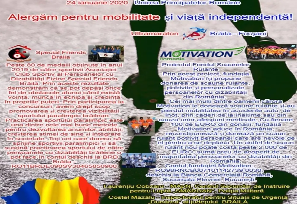 Evenimentul ''Alergăm pentru mobilitate și viață independentă!'' își propune strângerea de donații