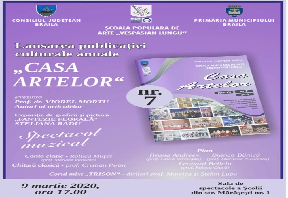 Va fi lansat un nou număr al publicației anuale ”Casa artelor” 