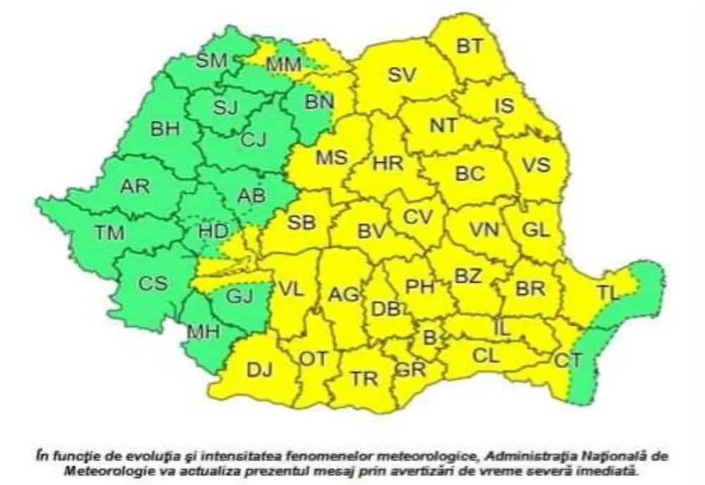 Cod galben până pe 4 mai 