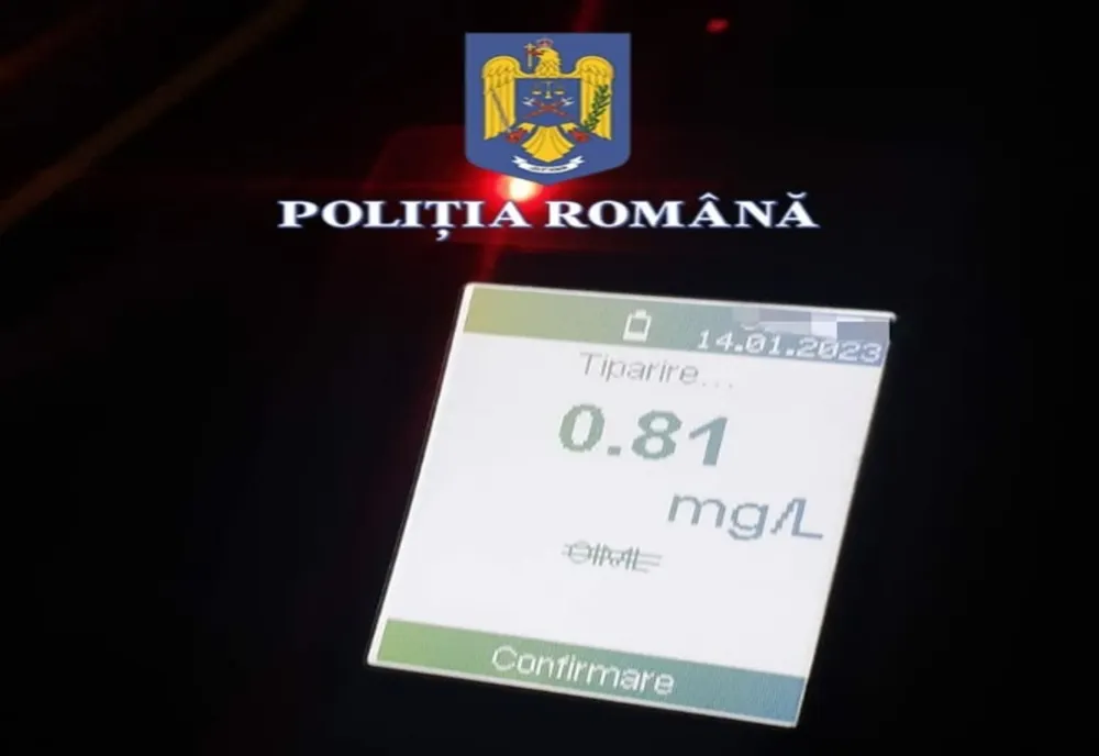 Depistat la volan având o îmbibație alcoolică de 0,84 mg/l alcool pur în aerul expirat