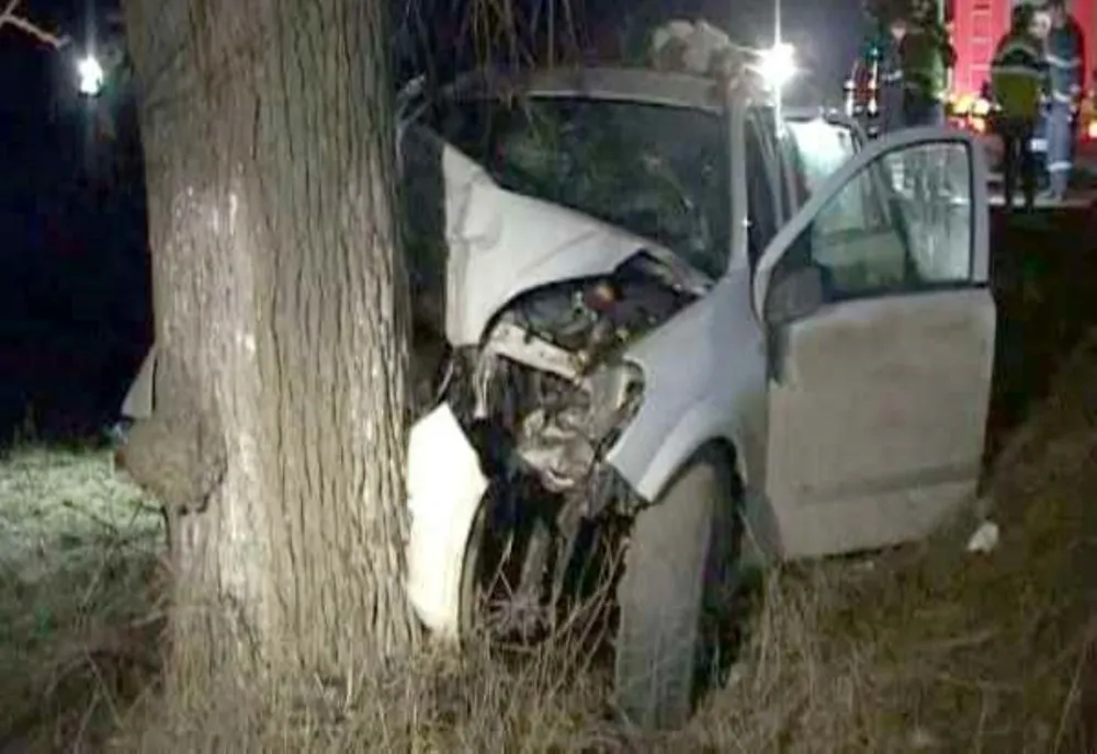 Accident grav pe DJ221. Două persoane au decedat după ce un tânăr a intrat cu mașina într-un copac