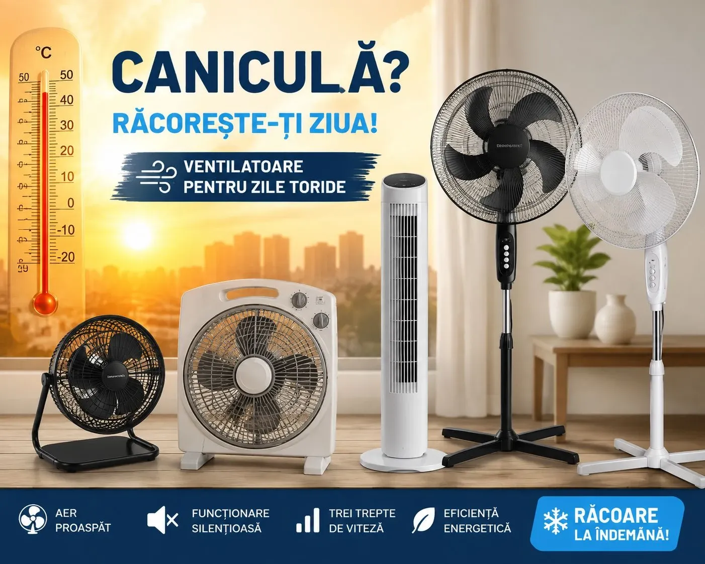Ventilatoare pe timp de caniculă / FOTO: ChatGPT