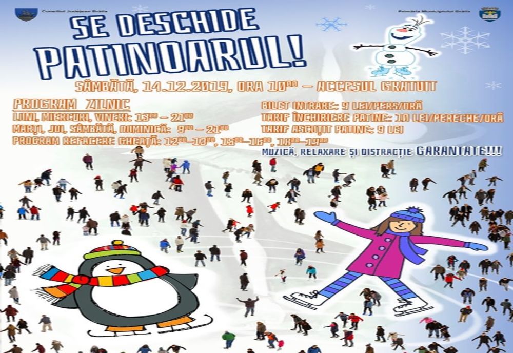 Sâmbătă se deschide patinoarul din Brăila