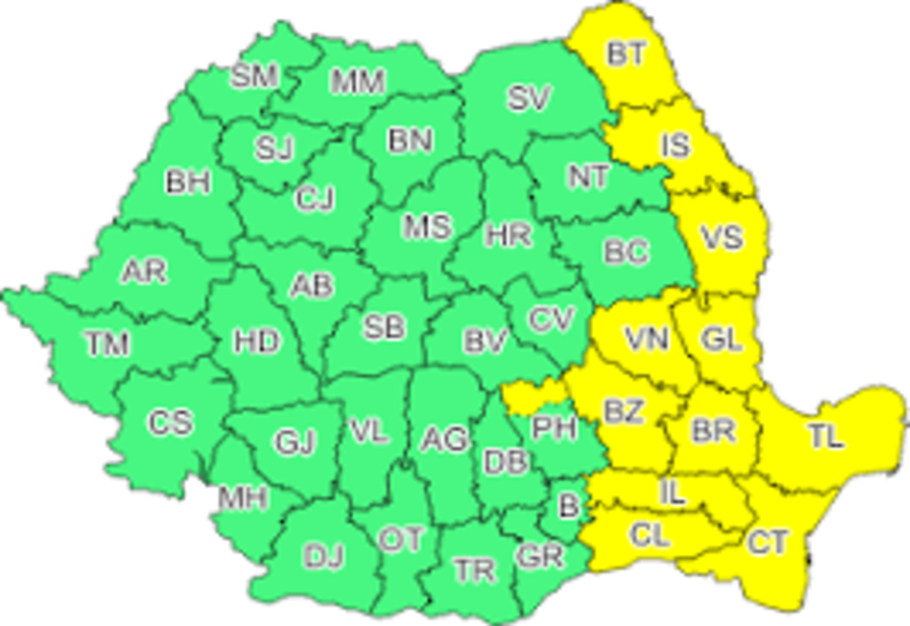 COD GALBEN de instabilitate atmosferică. Sunt anunțate vijelii, vânt și grindină