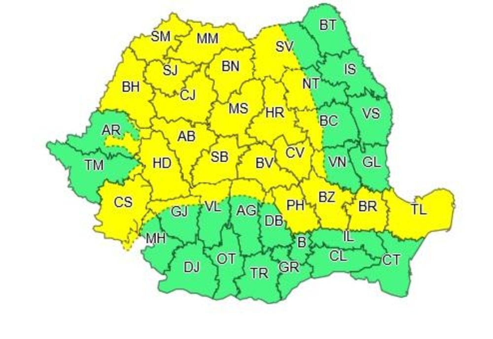 Cod galben începând din această seară