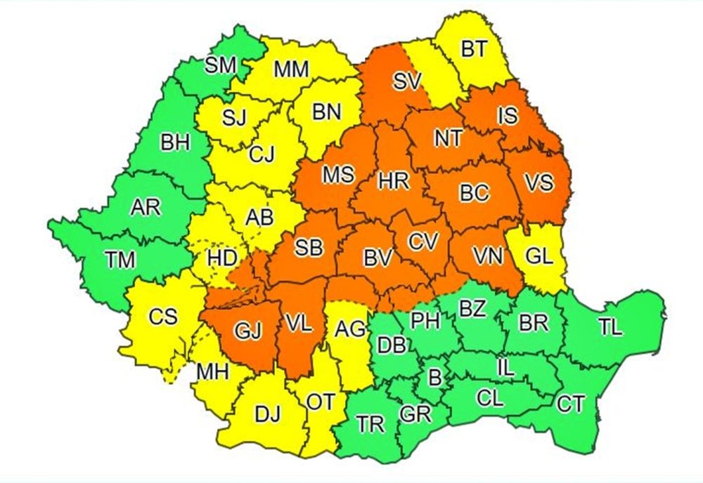 COD PORTOCALIU de furtuni pentru mai multe județe din țară