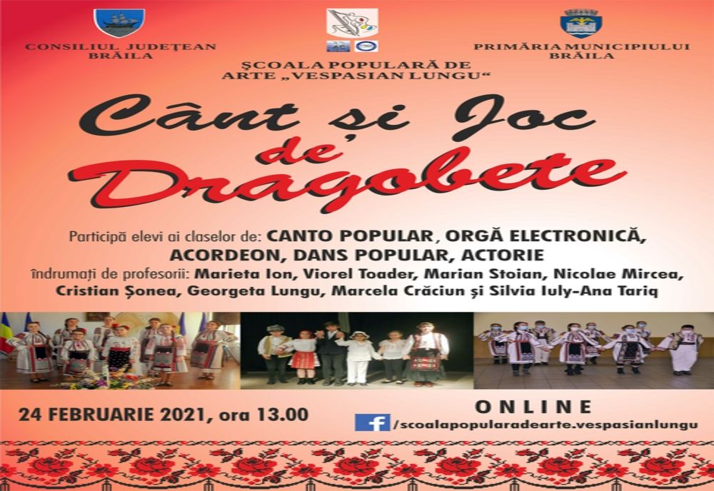 Şcoala Populară de Arte „Vespasian Lungu” prezintă un spectacol online de Dragobete