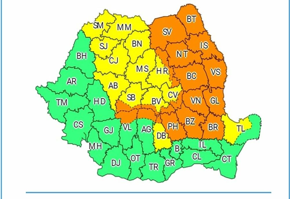 Cod portocaliu de vijelii puternice și grindină până deseară la ora 23