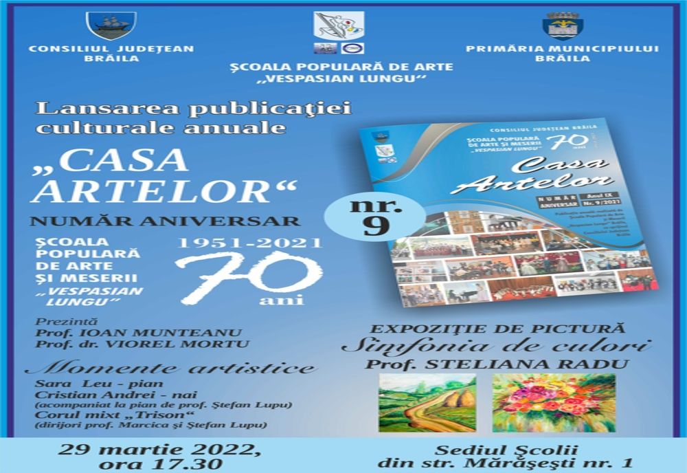 Școala Populară de Arte Vespasian Lungu lansează un nou număr al publicației culturale anuale „Casa Artelor“