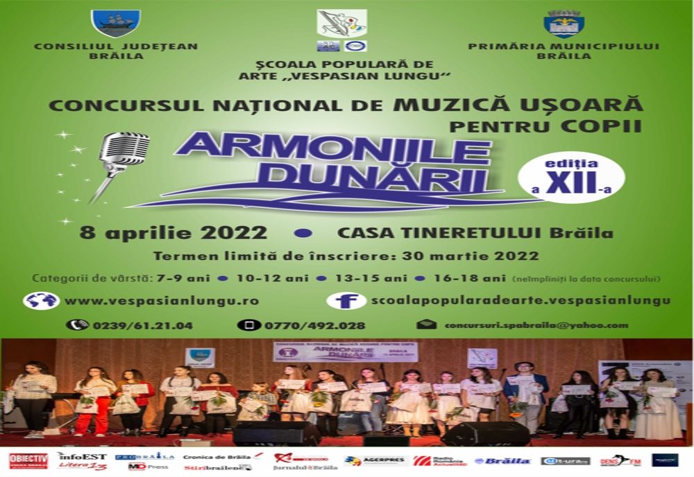 Au început înscrierile la Concursul naţional de muzică uşoară pentru copii “ARMONIILE DUNĂRII”
