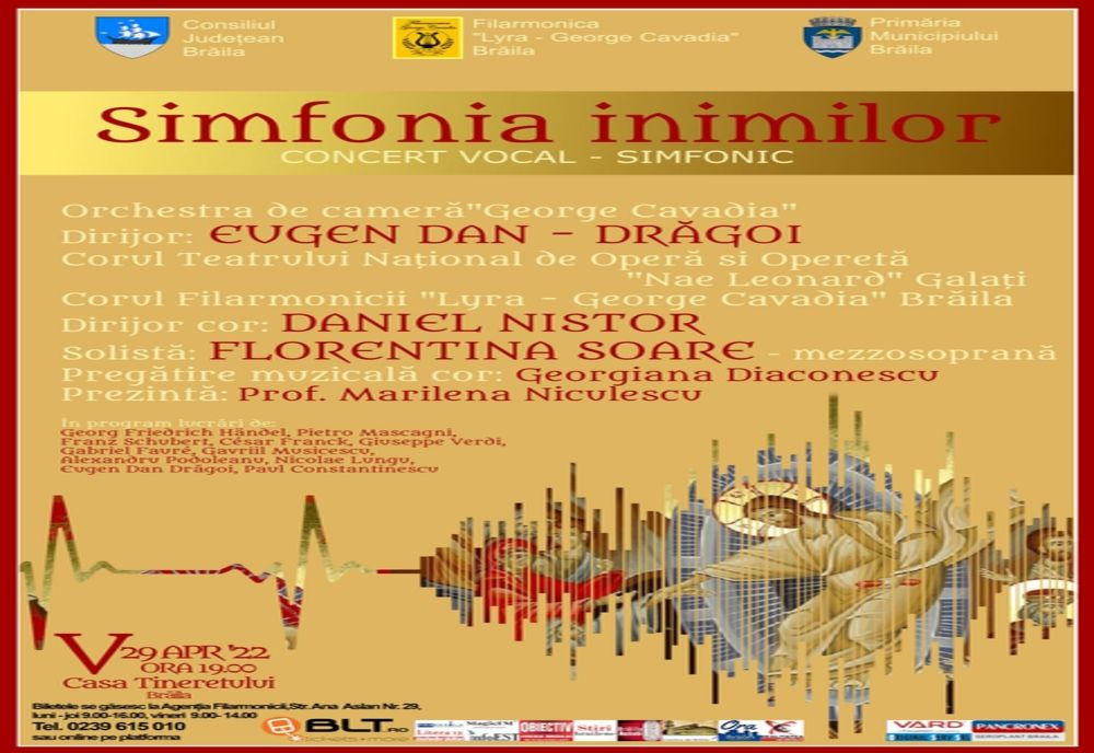 Filarmonica "Lyra - George Cavadia" Brăila vă invită la concertul vocal-simfonic "Simfonia inimilor"