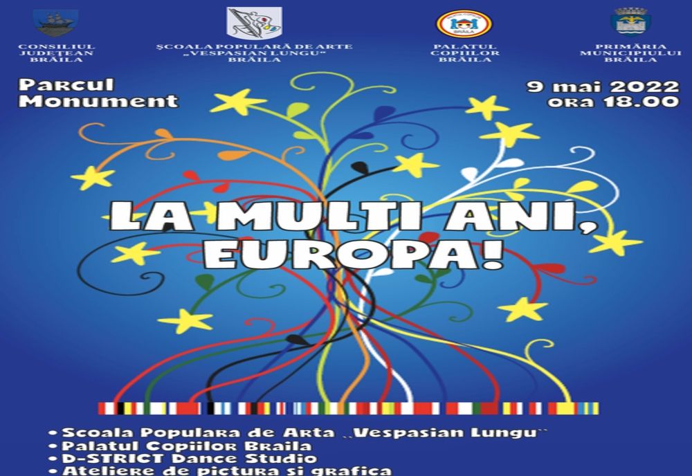 Pe 9 mai 2022, Școala Populară de Arte Vespasian Lungu sărbătorește Ziua Europei printr-un spectacol muzical-coregrafic în aer liber
