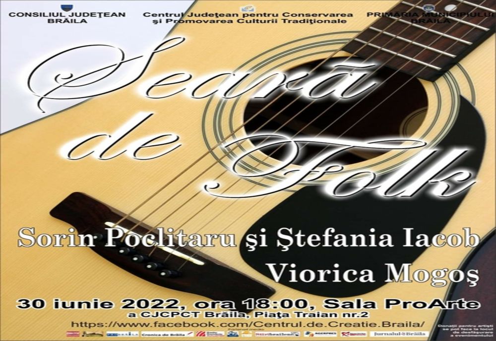Seară de folk în Sala ProArte a Centrului Județean pentru Conservarea și Promovarea Culturii  Tradiționale Brăila