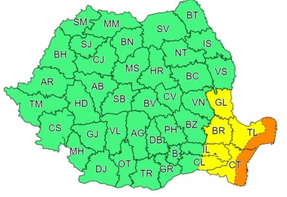 Cod galben de ploi până la ora 18