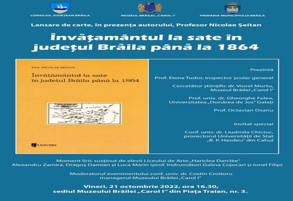 Lansare de carte la Muzeul Brăilei ”Carol I”, în prezența autorului, profesor Nicolae Șeitan