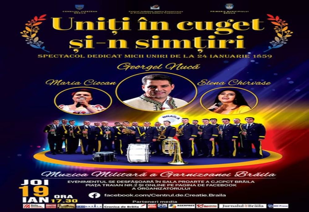 Uniți în cuget și-n simțiri, spectacol susținut de Muzica Militară a Garnizoanei Brăila în parteneriat cu Centru de Creație Brăila
