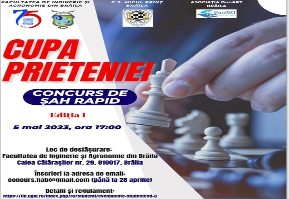 CS Micul Prinț va organiza Concursul de șah rapid „Cupa Prieteniei” pentru elevi de liceu și studenți