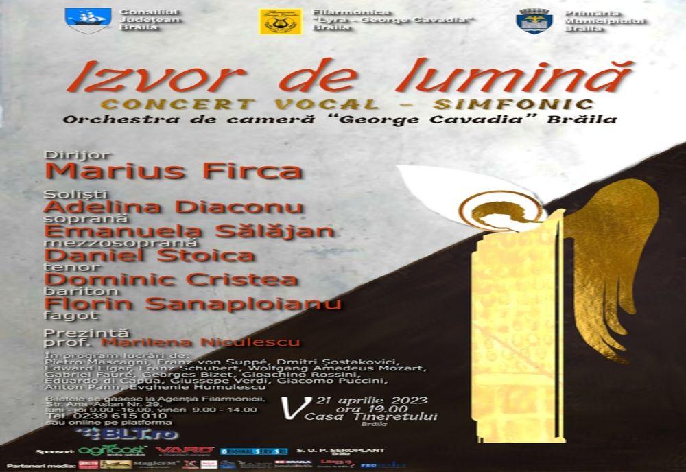 Concert vocal-simfonic "Izvor de lumină" organizat de Filarmonica Lyra George Cavadia pe 21 aprilie