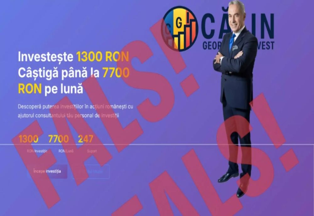 NUMELE ȘI IMAGINEA LUI CĂLIN GEORGESCU, FOLOSITE ILEGAL, ÎN SCOPURI FINANCIARE