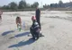 Lebădă salvată de pompierii brăileni din nămolul de la Lacu Sărat