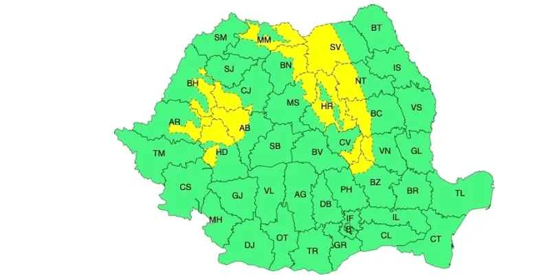 ANM anunță ploi și vijelii în mai multe județe